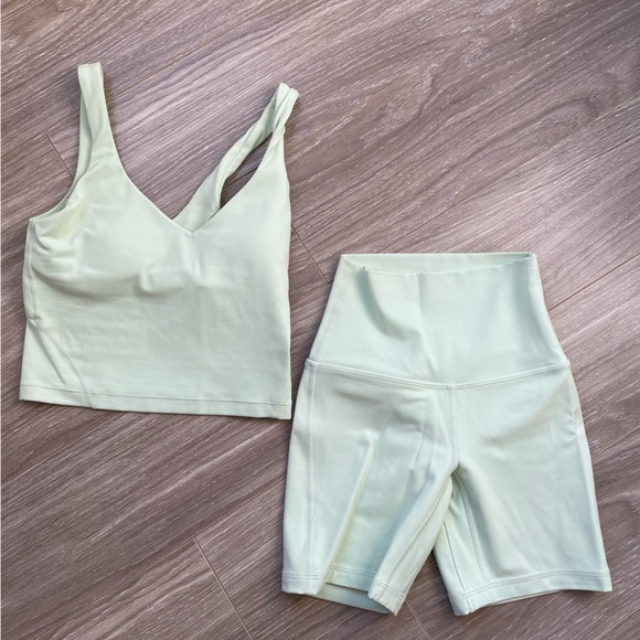 Lululemon Align Tank and Align Biker Shorts Set Sz 0 EUC like new Green Mint - Picture 5 of 10